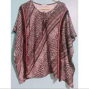 A.GAIN | B&W Boho/Hippie Embroidered Poncho - OS